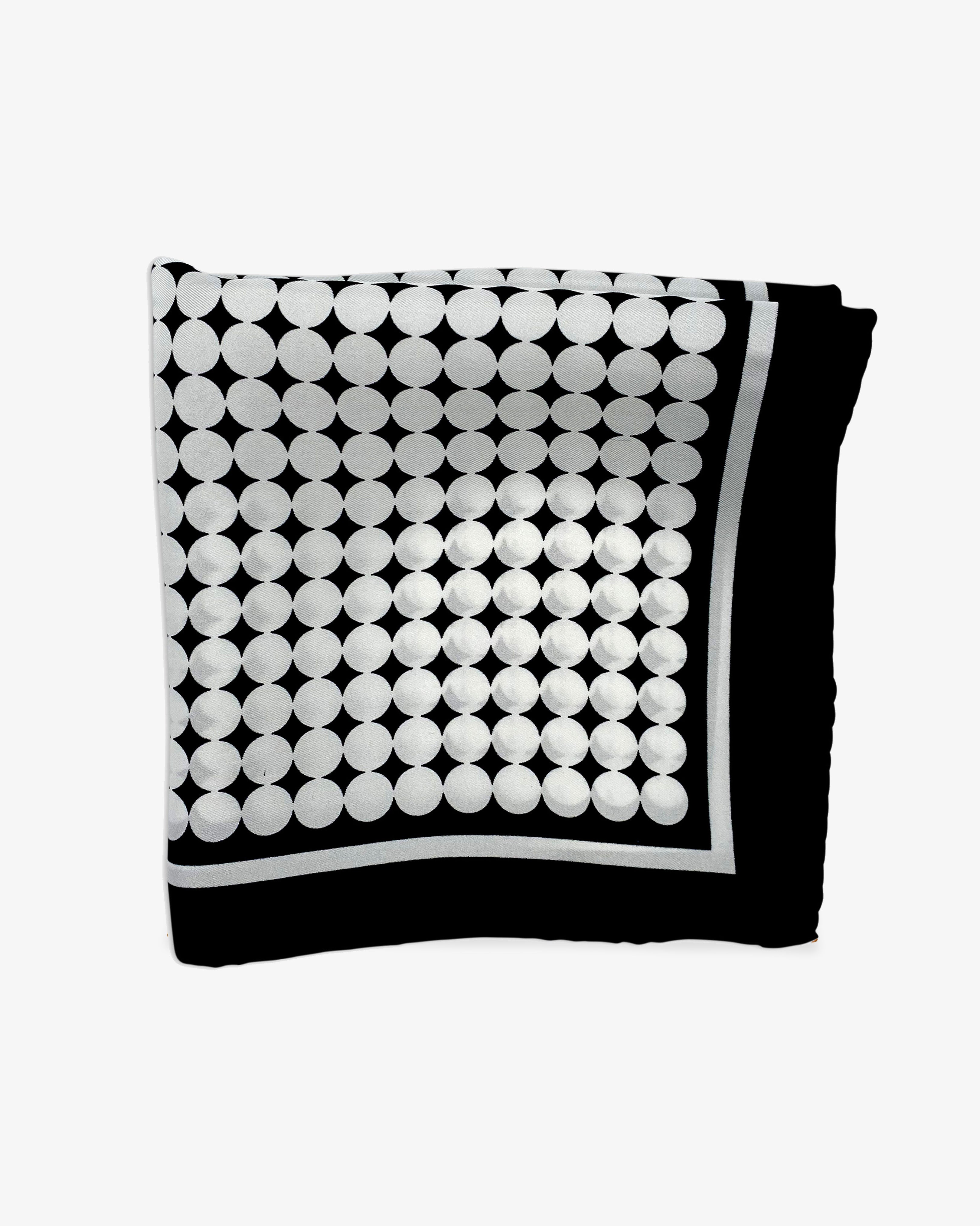 Mens Silk Pocket Square in White & Black Spots - The Keaton