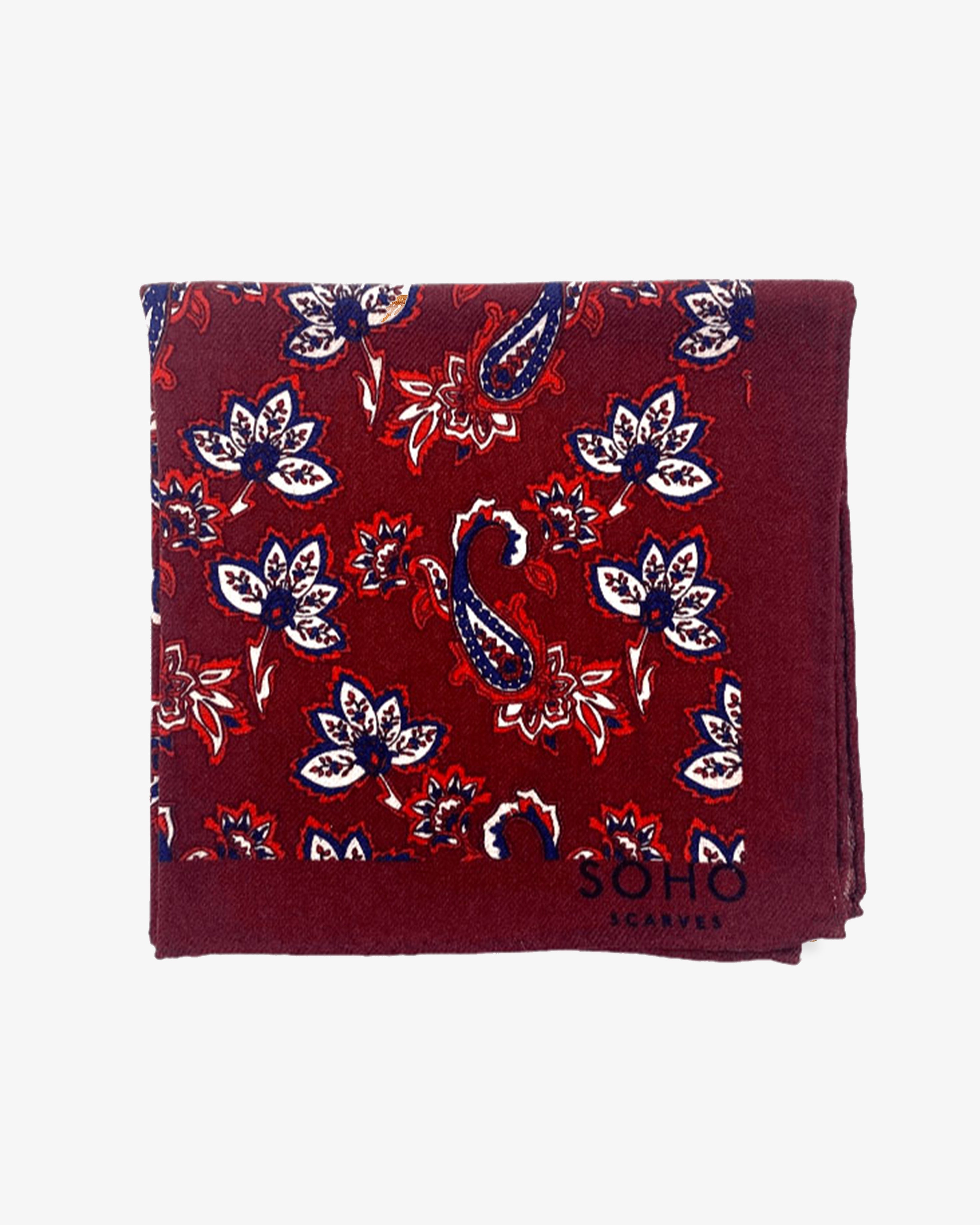 Men's Wool Floral Paisley Pocket Square - The Kovalam