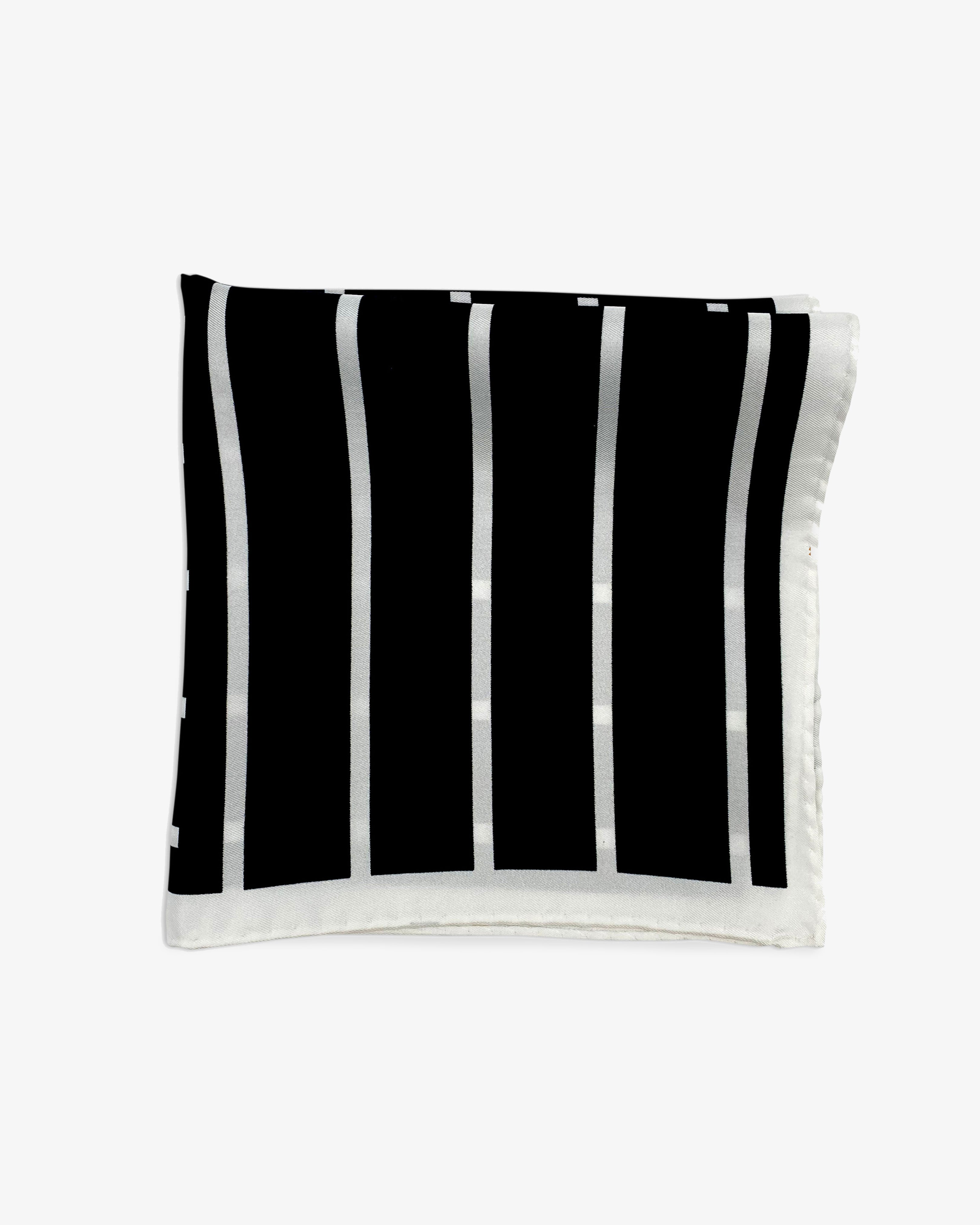 Mens Silk Pocket Square in Black & White Stripes - The Lloyd
