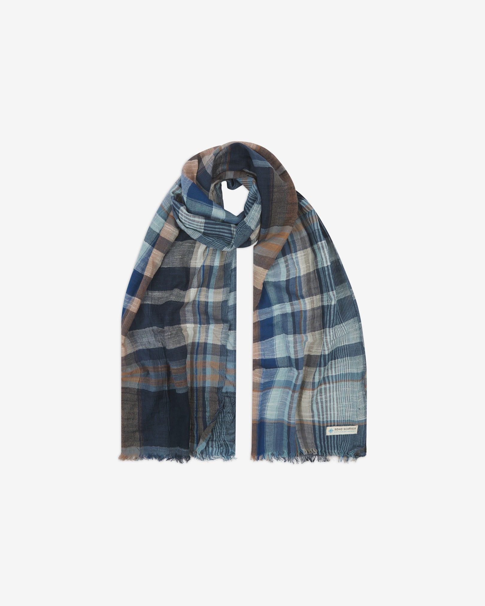 Explorer 4 | Cotton Scarf in Tan & Navy - The Irvine