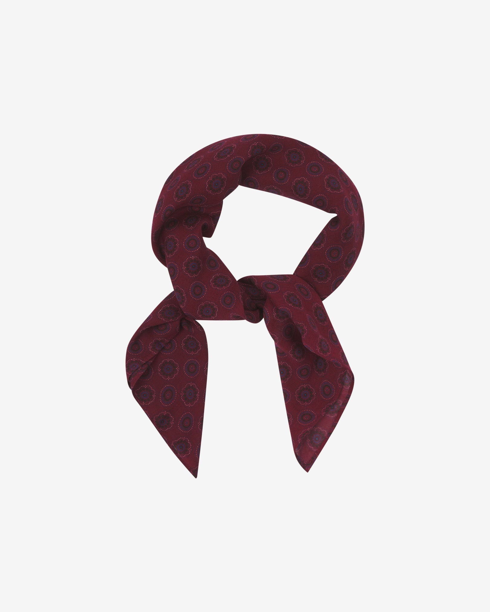 Bohemian Bandana in Burgundy Blue Geometric Soho Scarves
