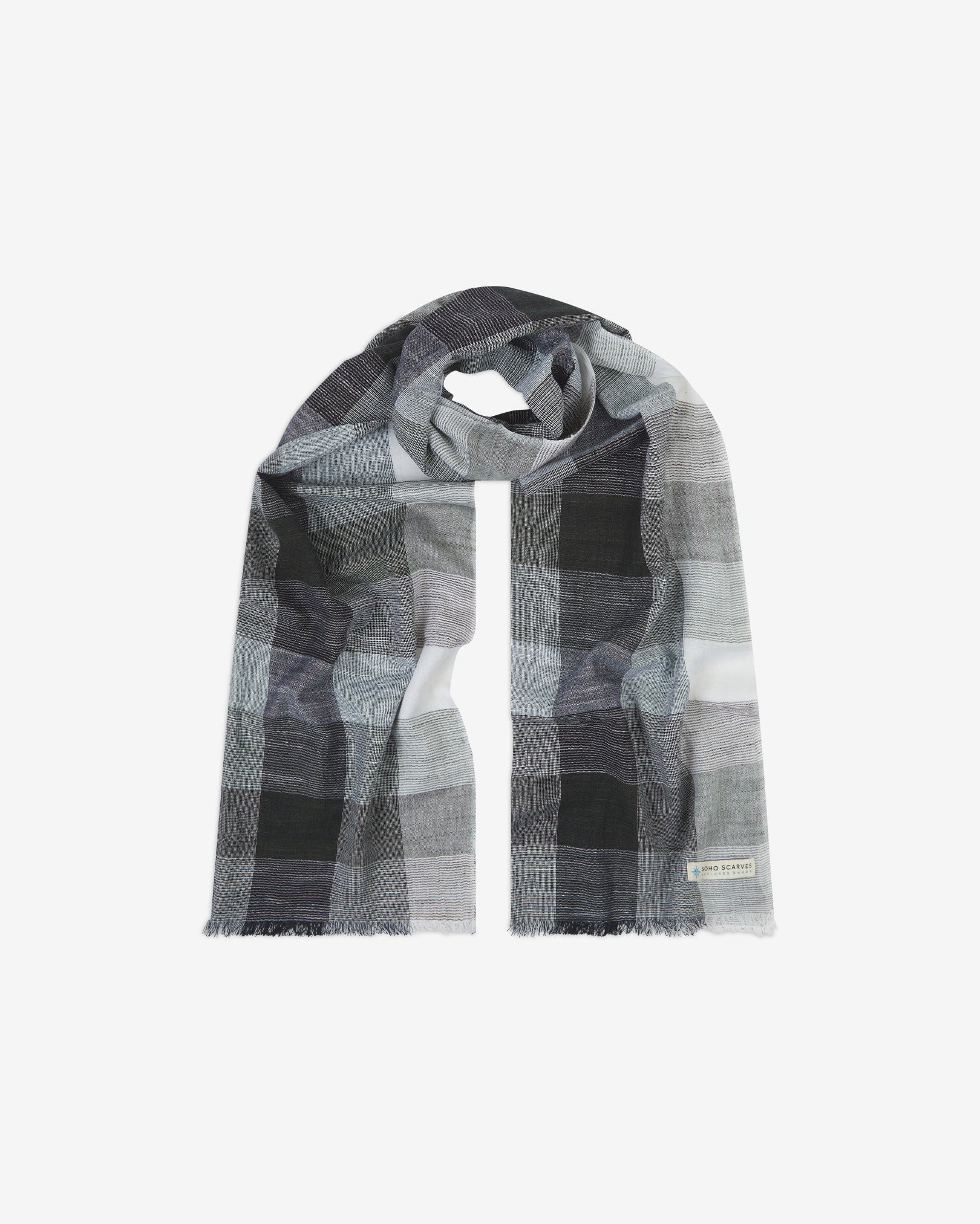 Explorer 3 | Cotton Scarf in Grey & White - The Livingstone