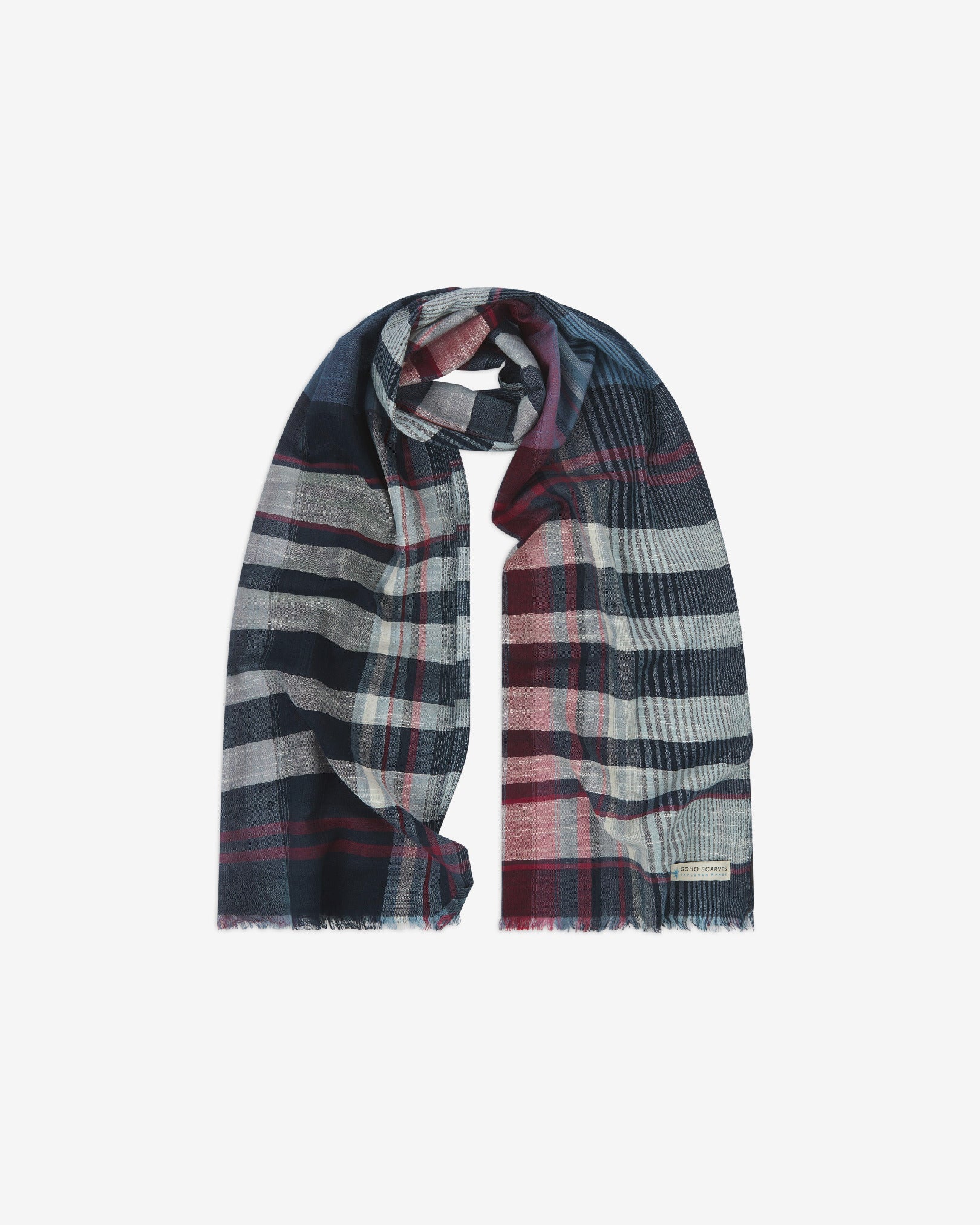 Explorer 2 | Cotton Scarf in Blue & Red - The MacInnes