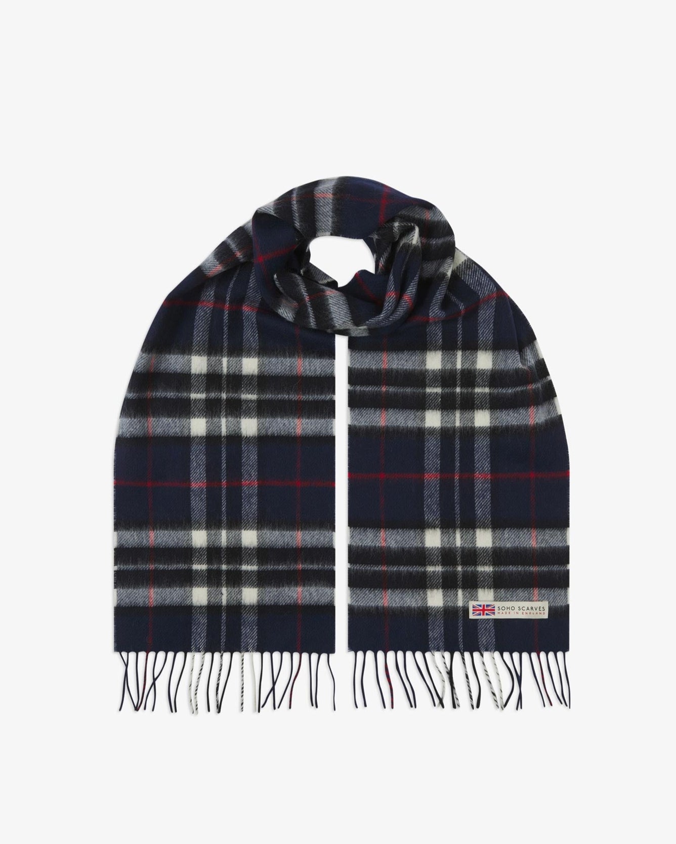 UK Wool Scarf - Highlands Tartan in Navy