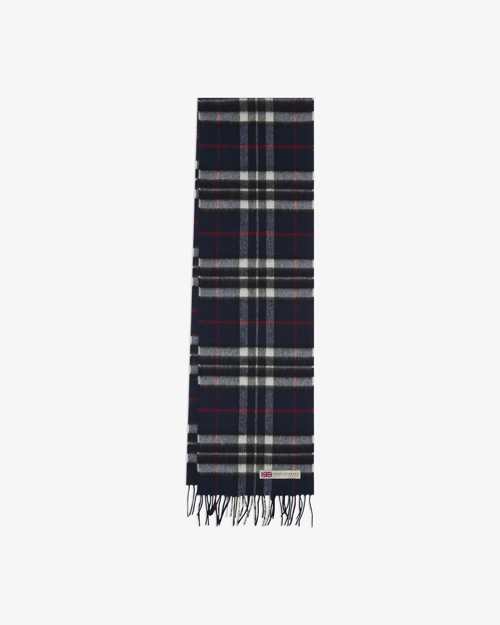 UK Wool Scarf - Highlands Tartan in Navy