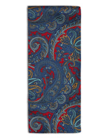 'The Oxford' paisley polyester scarf arranged in a rectangular shape, clearly showing the red coloured fabric.