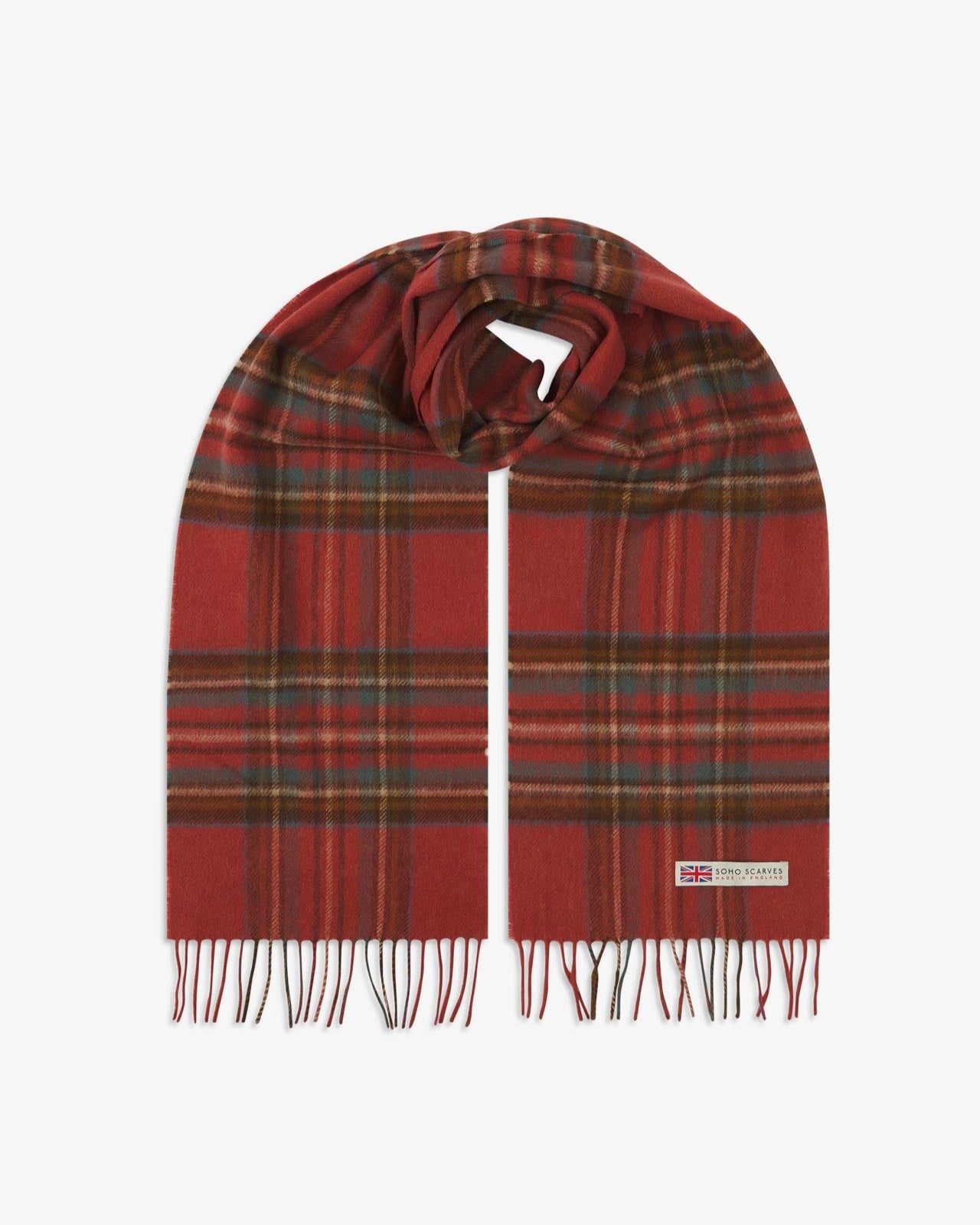 UK Wool Scarf - Highlands Tartan in Rust