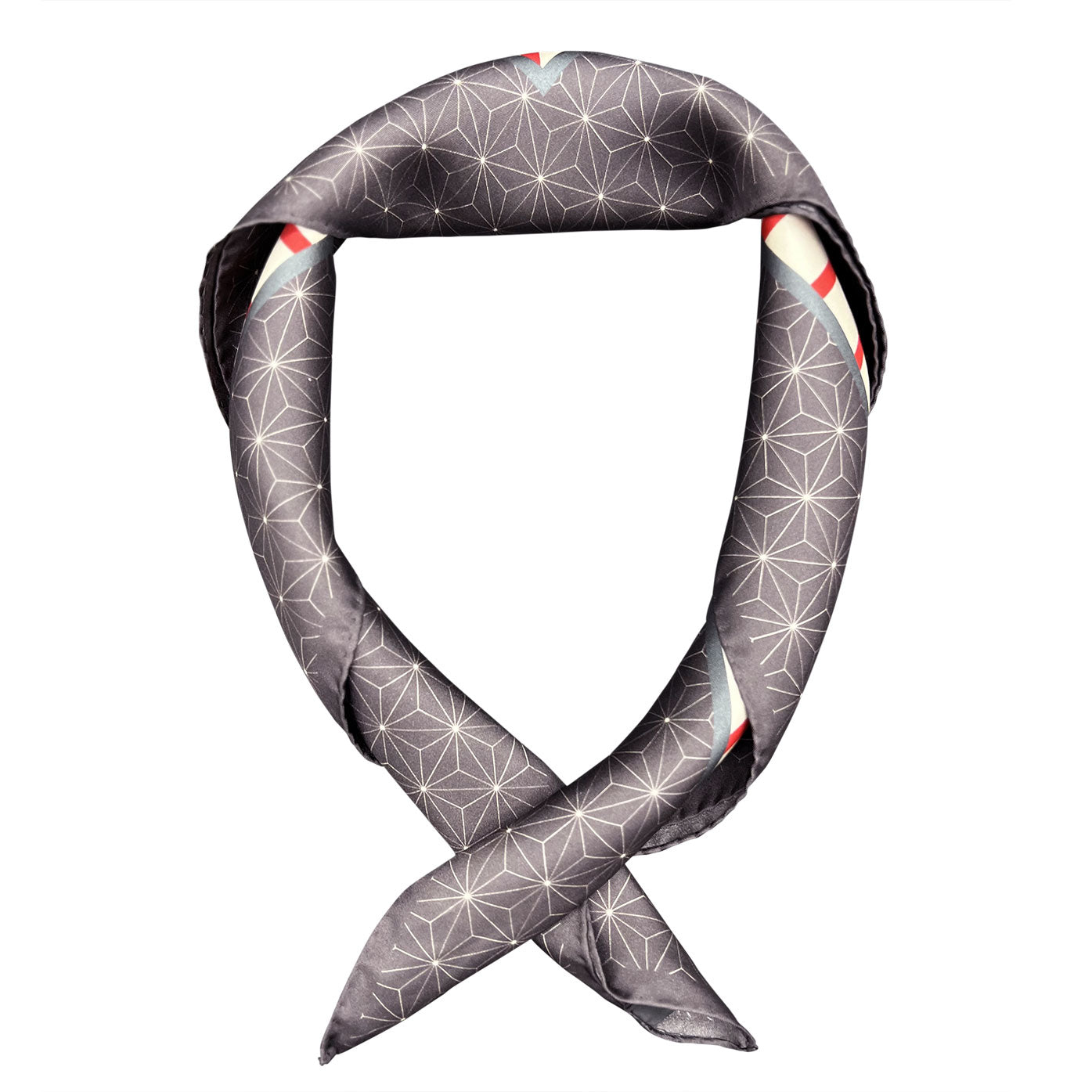 'The Sun' neckerchief twisted and curled into a loop on a white background.