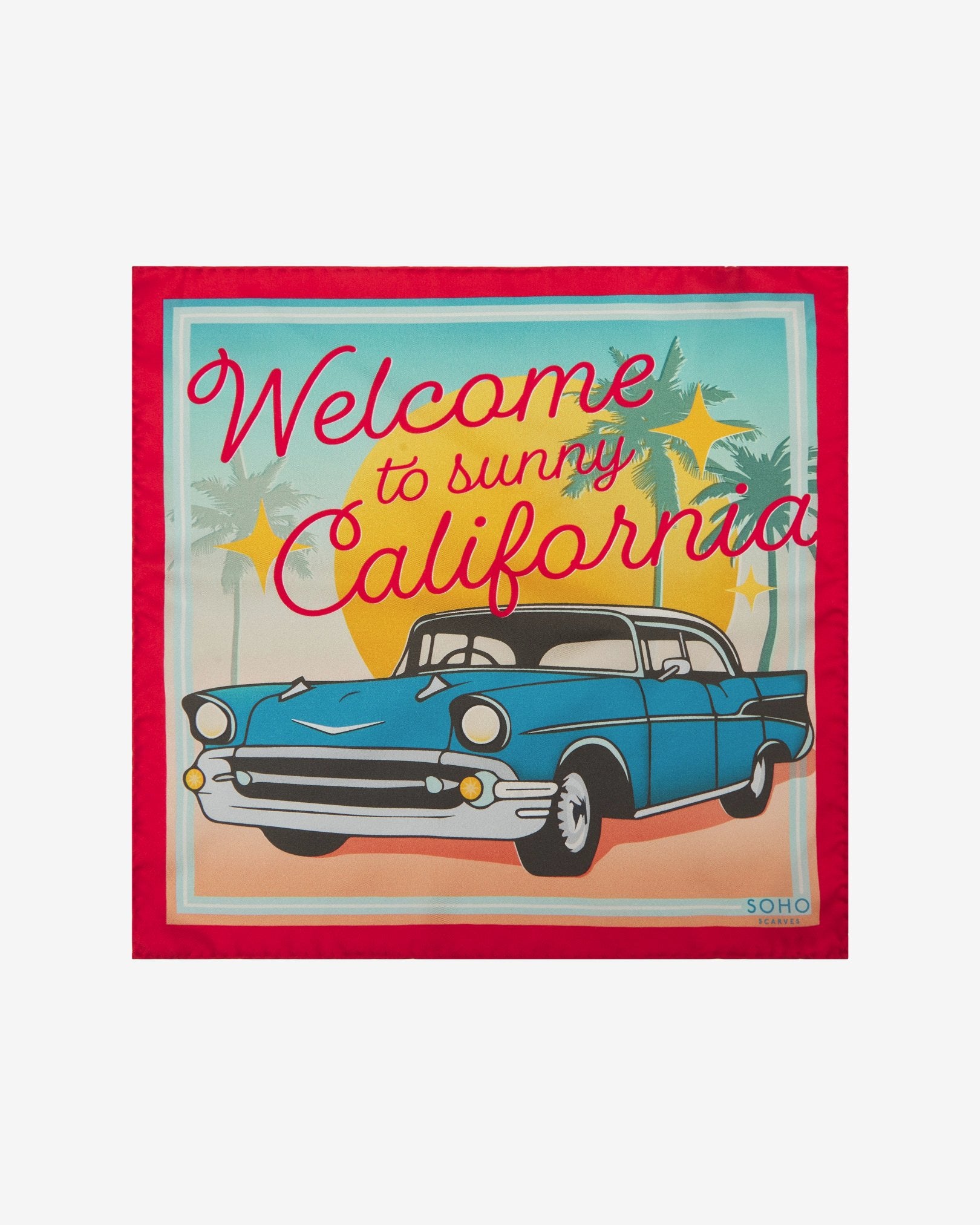 Silk Pocket Square | 50’s Design | Blue Cadillac