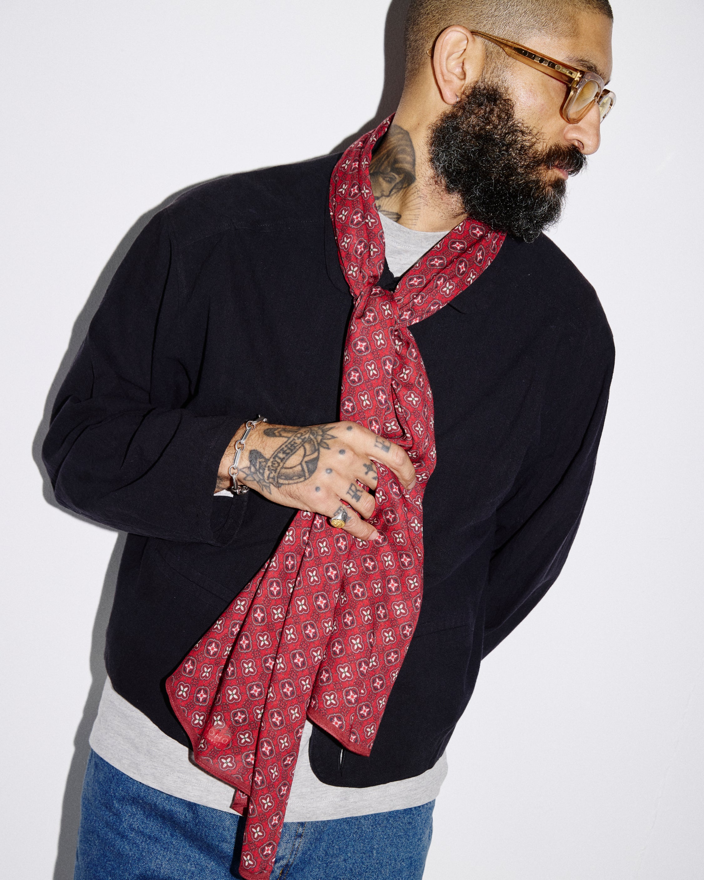 Model wearing the 'Good Fortune' Wenatchee Bohemian Lightweight Wide Scarf.
